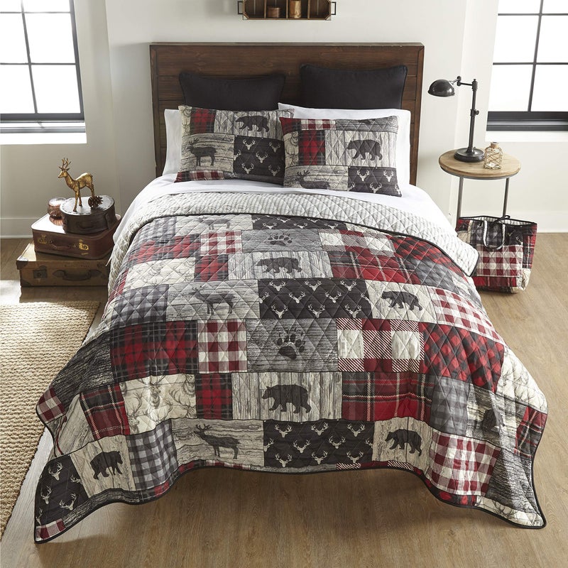 Donna Sharp Full/Queen Bedding Set - 3 Piece - Timber Lodge Quilt Set with Full/Queen Quilt and Two Standard Pillow Shams - Machine Washable - Image 1